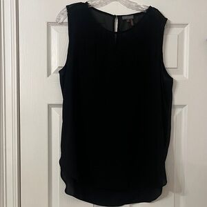 Vince Camuto Black Sleeveless Blouse with sheer top. Size L. Like new condition